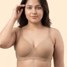Cotton Padded Plus-Size Bonded Bra | Dailywear Seamless T-Shirt Bra | Breathable Cotton (TW-SB-9082) (FAWN)