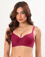 Cotton Non-wired Push-Up Bonded Bra (Level-3 Padding) with 3/4th Coverage (SB-93510)(Wine) (GB)