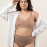 Cotton Non-Padded M-Frame Minimiser Bonded Bra & Mid Rise Flexifit Hipster Panty Lingerie Set (TW-SB-9303+63) (Fawn)