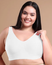 Tweens Bonded Breathable Cotton Plus-Size Padded Full-Coverage Bra (SB-918-White) (MR)