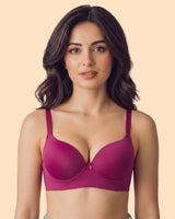 Cotton Non-wired Maximiser Push-Up Bonded Bra (Level-2 Padding) with 3/4th Coverage (SB-97015) (Wine)