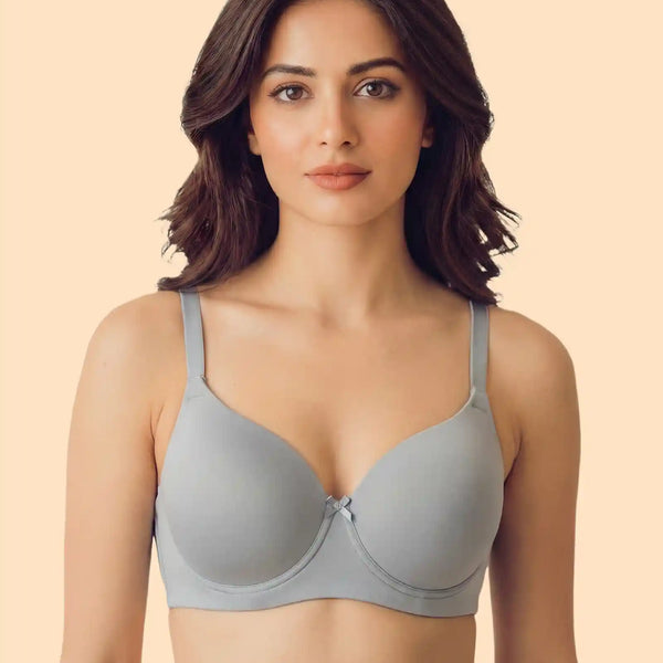 Polyamide Non-Wired Maximiser Push Up Bonded Bra (Level-3 Padding) with 3/4th Coverage (TW-SB-95301)(Grey)