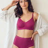 Cotton Full Coverage Padded Bonded Bra & Mid Rise Flexifit Hipster Panty Lingerie Set (TW-SB-938&63)(Wine)
