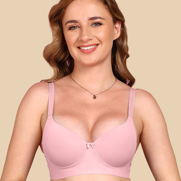 Polyamide Non-Wired Maximiser Push Up Bonded Bra (Level-3 Padding) with 3/4th Coverage (SB-95301) (Plum)