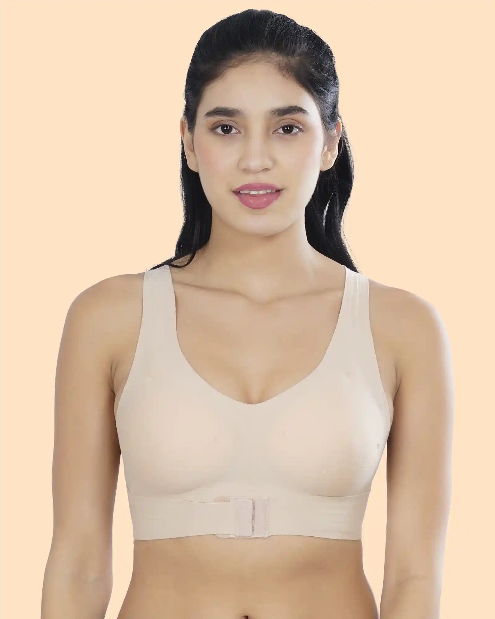 Bonded Gym Bra with Crisscross Back | Padded | Soft Polyamide (TW-SB-987-SKIN)