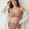 Cotton Full Coverage Padded Bonded Bra & Mid Rise Flexifit Hipster Panty Lingerie Set (TW-SB-938&63)(Fawn)