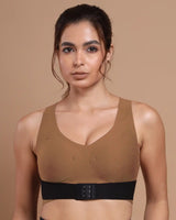Bonded Gym Bra with Crisscross Back | Padded | Breathable Cotton (TW-SB-9977-FWN+BLK) (GB)