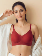 Cotton Padded Full Coverage Bonded Bra (SB-938-Red)