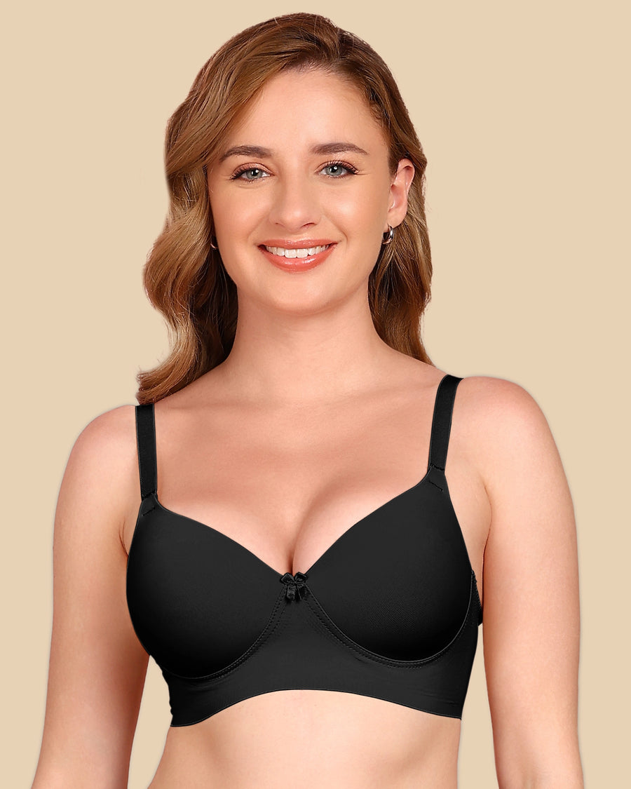 Tweens Bonded Polyamide Lightly Padded Bra (Level 1 Padding) (SB-95991) (Black)