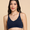 Tweens Bonded Breathable Cotton Non-Padded Full-Coverage Bra with Hidden Concealer (SB-935-Navy)