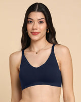 Tweens Bonded Breathable Cotton Non-Padded Full-Coverage Bra with Hidden Concealer (SB-935-Navy)