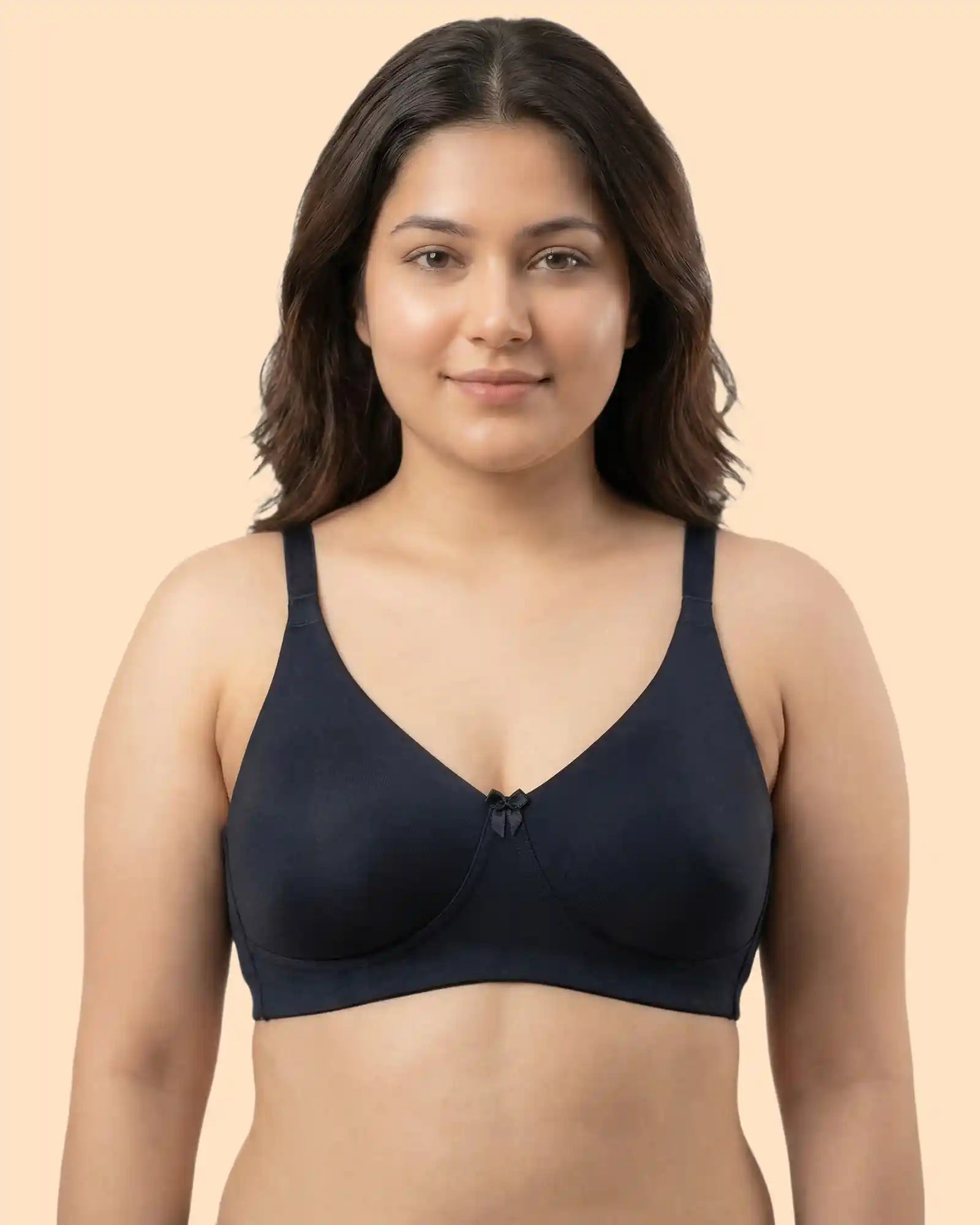 Cotton Non-Padded Full Coverage Everyday Bonded Bra (TW-IS-9401) (Black)