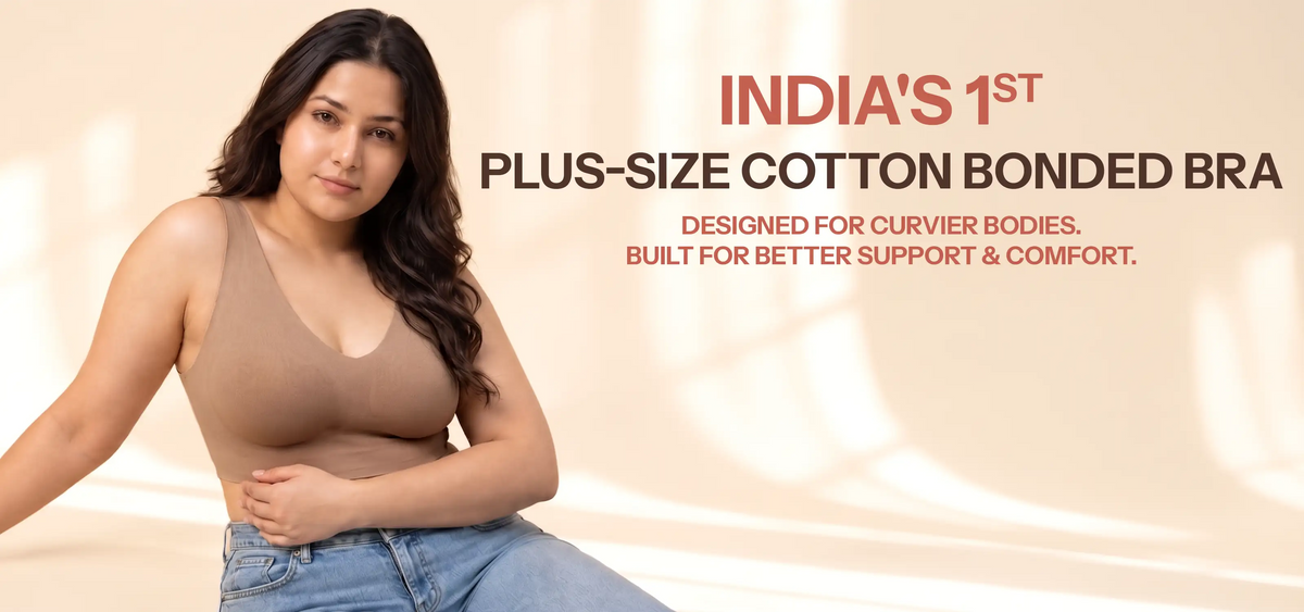 Cotton Non-Padded Plus-Size Bonded Bra with Hidden Concealer (SB-915-Coral) (MR)