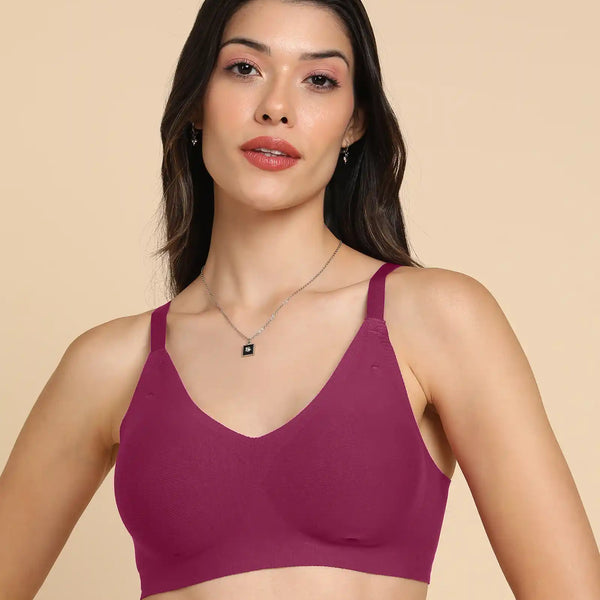Tweens Lightly-Padded Cotton Spandex Invisi-Fit Bra (Wine)