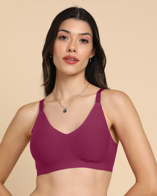 Tweens Lightly-Padded Cotton Spandex Invisi-Fit Bra (Wine)