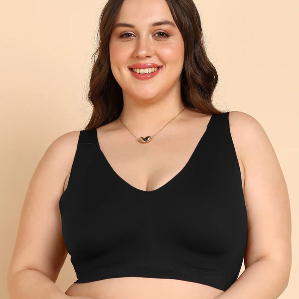 Tweens Invisi-Fit Cotton Fabric Plus-Size Lightly Padded Bra(TW-SB-918-BLACK)
