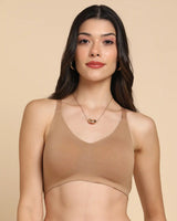 Tweens Bonded Breathable Cotton Non-Padded Full-Coverage Bra with Hidden Concealer (SB-935-Fawn)
