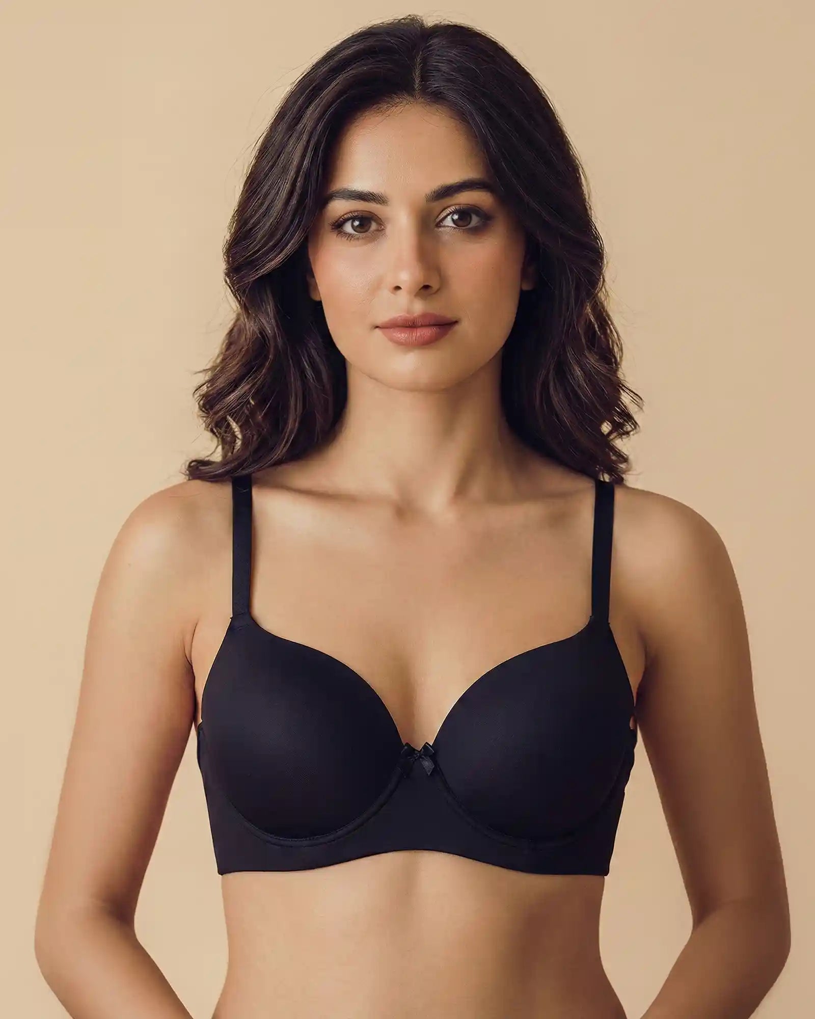 Everyday Lightly Padded Non-Wired Polyamide Bonded Bra (TW-95991 Black)