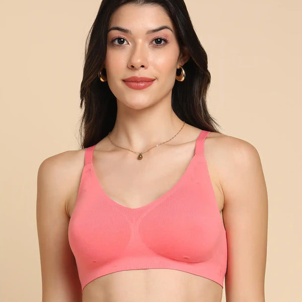 Tweens Lightly-Padded Cotton Spandex Invisi-Fit Bra (CORAL)