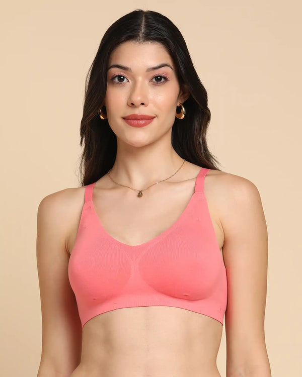 Tweens Lightly-Padded Cotton Spandex Invisi-Fit Bra (CORAL)