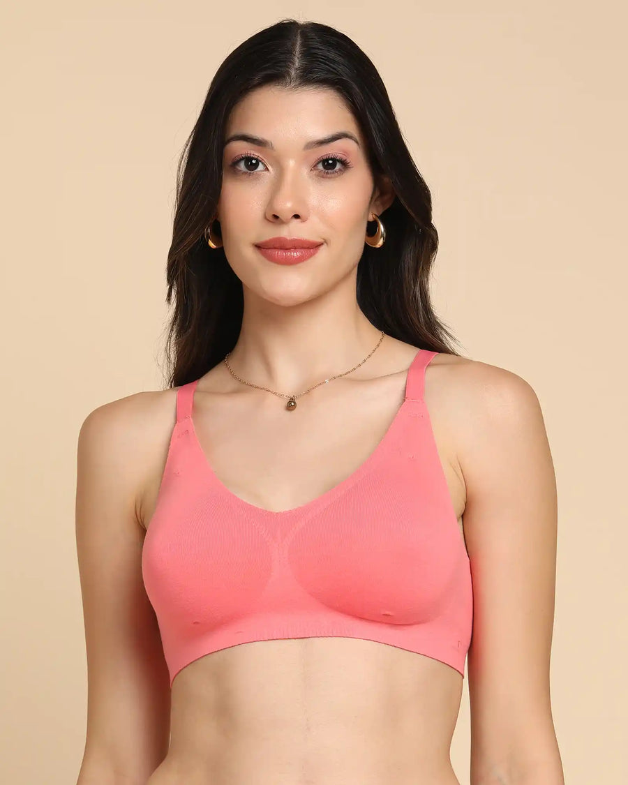 Tweens Bonded Breathable Cotton Padded Full-Coverage Bra (SB-938-Coral)