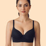 Cotton Non-wired Push-Up Bonded Bra (Level-3 Padding) with 3/4th Coverage (SB-93510) (Black)