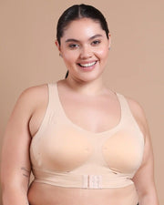 Bonded Gym Bra with Crisscross Back | Padded | Breathable Cotton (TW-SB-997)(Skin) (MR)