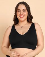 Tweens Bonded Breathable Cotton Plus-Size Full-Coverage Bra with Hidden Concealer (SB-915-Black)
