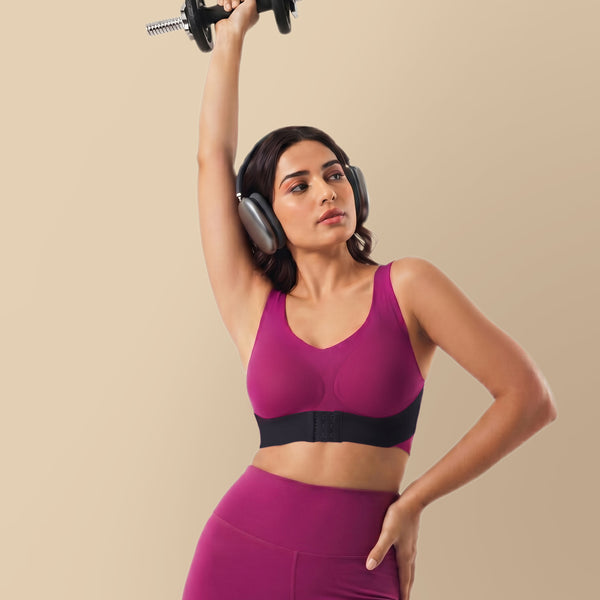 Bonded Gym Bra with Crisscross Back | Padded | Breathable Cotton (TW-SB-9977-WIN+BLK)