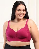 Cotton Padded Plus-Size M-Frame Minimiser Bonded Bra (SB-9203)(Wine) (MR)