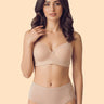 Cotton Padded Bonded Everyday T-Shirt Bonded Bra & Mid Rise Flexifit Hipster Panty Lingerie Set (TW-SB-9081-9082-SET) (Skin)