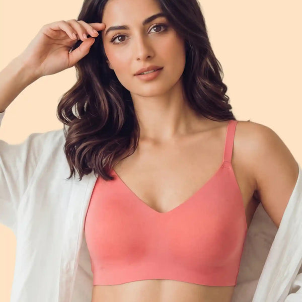 Cotton Non-Padded Full Coverage Bonded Bra (SB-935-Coral)