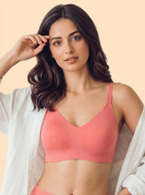 Cotton Non-Padded Full Coverage Bonded Bra (SB-935-Coral)