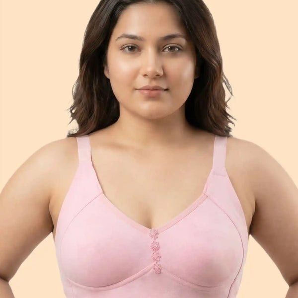 Cotton Non-Padded M-Frame Minimiser Bonded Bra (TW-IS-9405) (Pink)
