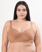 Cotton Padded Plus-Size M-Frame Minimiser Bonded Bra (SB-9203)(Fawn) (MR)