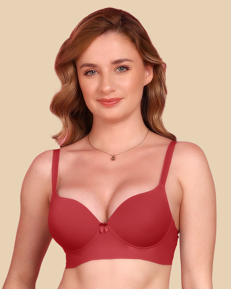Tweens Bonded Polyamide Push-Up 3/4 Coverage Maximiser Bra (Level 2 Padding) (SB-95107) (Maroon)