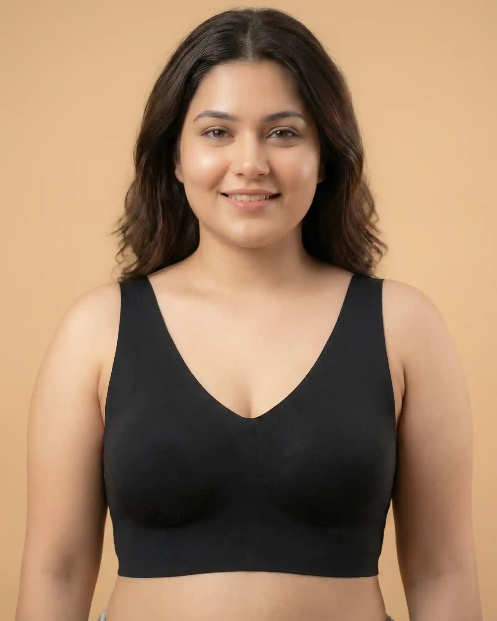 Cotton Non-Padded Full Coverage Bonded Bra (SB-935-Black)