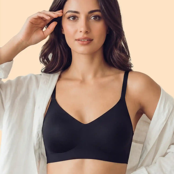 Cotton Non-Padded Full Coverage Bonded Bra (SB-935-Black)