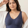 Cotton Non-Padded Plus-Size Bonded Bra with Hidden Concealer (SB-915-Navy)