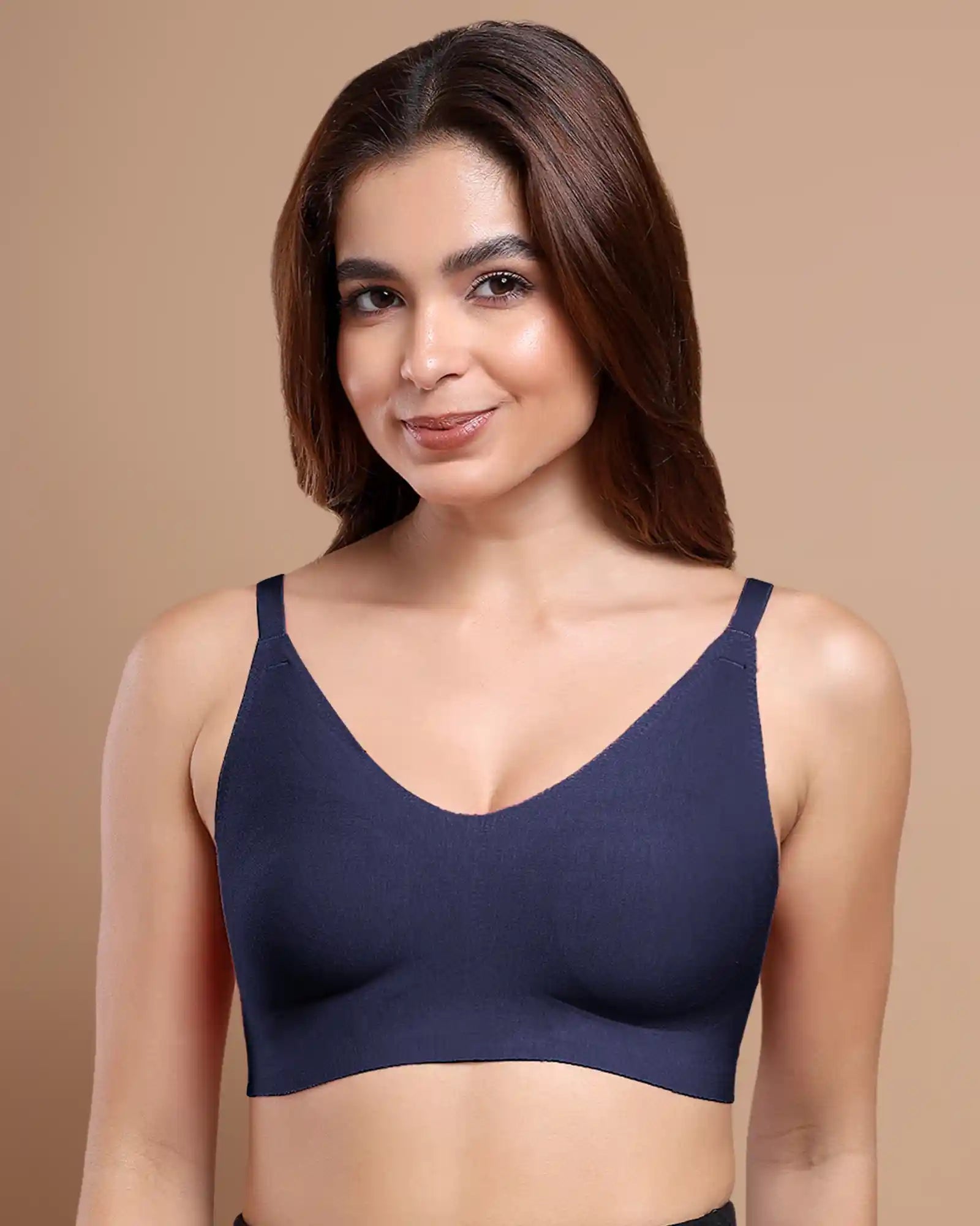 Cotton Non-Padded Full Coverage Bonded Bra (SB-935-Navy) (GB)