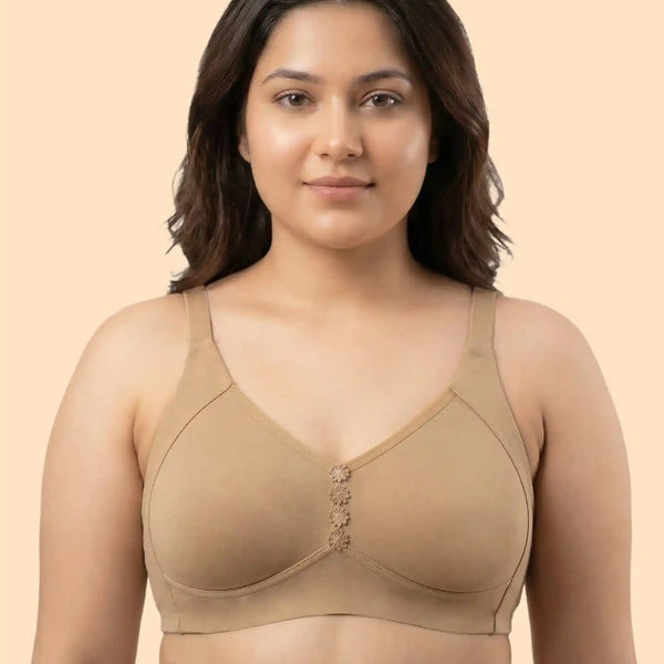 Cotton Non-Padded M-Frame Minimiser Bonded Bra (TW-IS-9405) (Fawn)