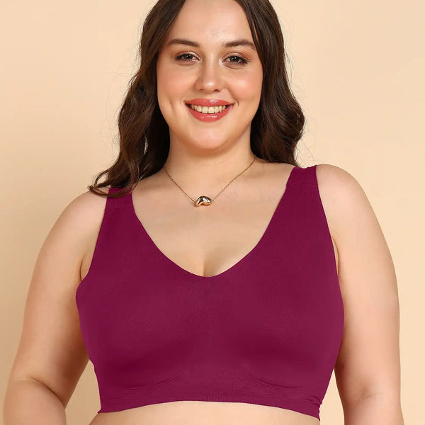 Tweens Invisi-Fit Cotton Fabric Plus-Size Non-Padded Bra (TW-SB-915-Wine)