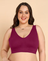 Tweens Bonded Breathable Cotton Plus-Size Full-Coverage Bra with Hidden Concealer (SB-915-Wine)