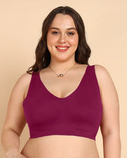 Tweens Bonded Breathable Cotton Plus-Size Full-Coverage Bra with Hidden Concealer (SB-915-Wine)