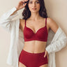 Cotton Push-Up Bonded Bra (Level-3 Padding) 3/4th Coverage & Mid Rise Flexifit Hipster Panty Lingerie Set  (TW-93510&63) (Red)