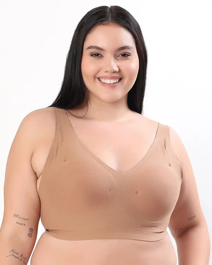 Tweens Bonded Breathable Cotton Plus-Size Padded Full-Coverage Bra (SB-918-Fawn) (MR)