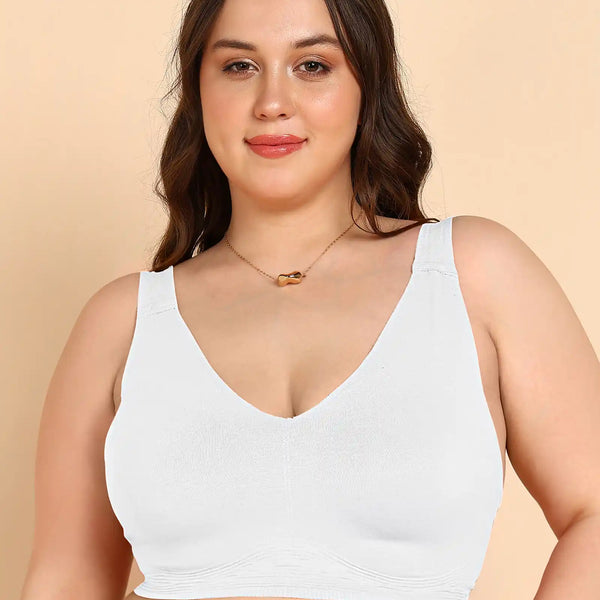 Tweens Invisi-Fit Cotton Fabric Plus-Size Lightly Padded Bra(TW-SB-918-WHITE)