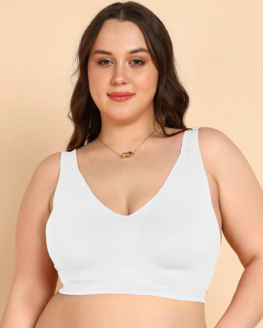 Tweens Bonded Breathable Cotton Plus-Size Padded Full-Coverage Bra (SB-918-White)