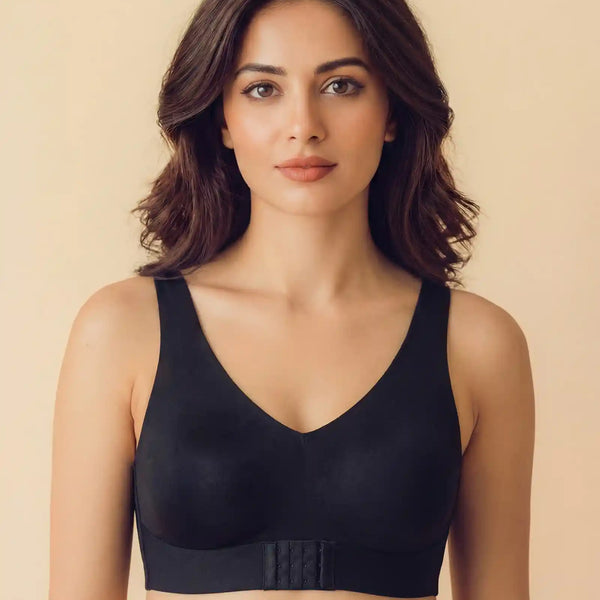 Bonded Gym Bra with Crisscross Back | Non-Padded | Breathable Cotton (TW-SB-995)(Black)