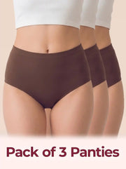 Polyamide Full Coverage High Waist Seamless Hipster Panty with Ultra Soft Inner Elastic Waistband  (TW-3001) (Coffee)